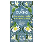 Pukka Herbs, Organic Herbal Tea, Chamomile, Vanilla & Manuka Honey, Caffeine Free, 20 Sachets, 1.12 oz (32 g)