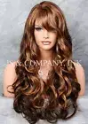 STRIKING! Long Wavy Curly bangs Brown Auburn blonde mix Layered Wig win 27-4-30
