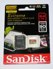 Sandisk 64GB Micro Extreme 4K SD card GoPro Hero12 Hero11 Hero10 black session