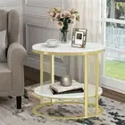 Round Dual Tier Marble Coffee Side Table Sofa Table Nordic Bedside Nightsand