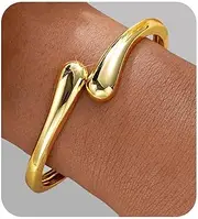 [MTINEAPS] Gold Bangle Bracelets for Women Teens Trendy Chunky Adjustable Twist Cuff Bracelet Jewelry Gifts