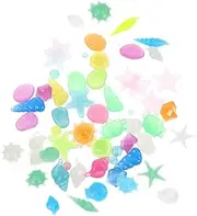 HAWILLOSCH 50Pcs Glow The Dark Decorative Aquarium Rocks Smooth Multi Function Pebbles for Fish Tank Garden Pathways and Decorative Pots for Hydroponics and Landscaping