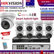 HIKVISION Hybrid Light 4K 8MP ColorVu IP Camera+DS-7608NXI-K2/8P NVR Systems Lot
