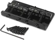 Kisangel 4 String Vintage Style String Bass Bridge for Jazz Guitar Durable Metal Construction with Screws Wrench for Enhanced Tone Sound Black