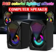 LED Stereo Bass Computer Speakers 3.5mm USB Wired Soundbar for Desktop Laptop PC