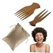 Afro Comb - Anti-Breakage 4C Hair Tool, Wide Tooth Wooden Comb for Curly and