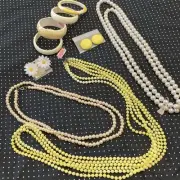 Jewelry Bundle Yellow Beads Bangles Earrings Beads New Old Stock 9 Pieces Sears