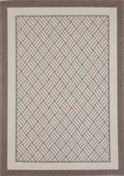 Sisalo Beige Geometric Ikat Bordered Rug