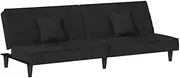 [vidaXL] Black Velvet Sofa Bed – Adjustable Backrest, Comfortable Seating, Luxurious Design, Easy Assembly, Plywood Frame