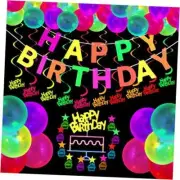 Glow Party Supplies Neon Party Supplies Set Glow in the Dark Happy Birthday