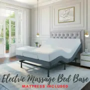 Full Head Foot Incline Bed Frame Massage Remote w/ 12" Mattress USB Zero Gravity