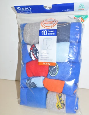 Boys BOXER BRIEFS Underwear Size Large 10-12 Husky 10 Pack New Wonder Nation