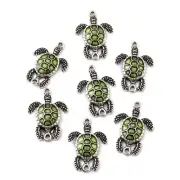 10x Antique Silver Tortoise Spray Painted Zine Alloy Connector Charms 26.5x18mm