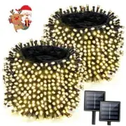 Super-Long 2-Pack Each 85FT Solar String Lights Outdoor, 480 2 Pack Warm White