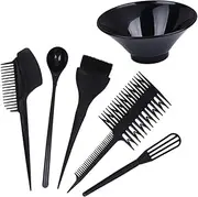 Professional Hair Dyeing Tool Kit Pcs Set Brush Spatula Stirrer Bowl Plastic Black Easy No-mess Application