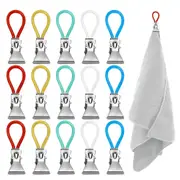 20Pcs Colorful Tea Towel Clips with Loops and Clip-on Hanging Grip Rack Holder