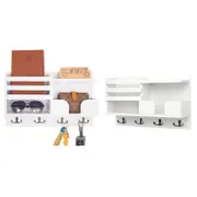 Key and Mail Holder for Wall with Shelf and 4 Hooks Mail Sorter Organizer-White