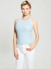 GUESS Women's Blue Alexia Sequins Tank Top Size: XS, Cotton