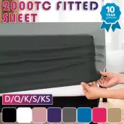 2000TC Fitted Sheet Super Single/King/Queen/Double/King Single Bed Ultra Soft