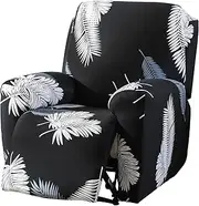 UKQRRTC Recliner Slipcovers, Flexible Furniture Protector, Stretching Printed Sofa Cover, Anti Scratch Lazy Chair Cover, Recliner Chair Cover for Living Room (Black)