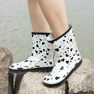 長筒雨靴 HelloZebra時尚雨鞋女中筒可愛雨靴水靴 成人防水鞋 女士水鞋膠鞋