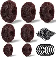 Donut Hair Bun Maker Set - 7 Pieces Ring Style Bun Makers with Elastic Bands & Hair Pins | Easy 5-Second Updos & Secure No-Slip Grip for Women, Teens, Kids | Perfect for School, Party, Wedding, Yoga
