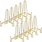 10 Pack 4 Inch Iron Plate Stands for Display, Plate Holder Display Stand, Gold E