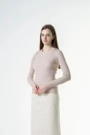 Merinosnug Superfine Merino Scoop Neck Long Sleeve Tee, Natural / L