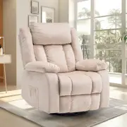 Advwin Recliner Electric Massage Chair Rotatable Lounge Heat Sofa Armchair Flannel Beige