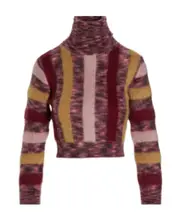 Dsquared2 Striped Cropped Turtle Neck Jumper S,M Red