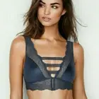 Victoria's Secret XS Blue Satin Strappy Lace Plunge Bralette