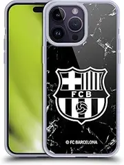 Head Case Designs Officially Licensed FC Barcelona Black Marble Crest Patterns Soft Gel Case Compatible with Apple iPhone 14 Pro Max