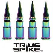 4 TRUE SPIKE NEOCHROME SPIKED WHEEL AIR VALVE STEM COVER CAP FOR CHEVY SILVERADO