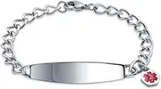 [Bling Jewelry] Identification Medical ID Bracelet Blank Miami Cuban Link Chain For Women Silver Tone Stainless Steel 7.5, 8 Inch