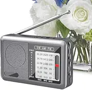 Small Shortwave Radio - Fm Portable Rechargeable Weather Radio Shortwave Radio - Great Reception Full Band Transistor Radio Earphone Jack Audio Equipment for Travel