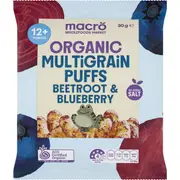 Macro Organic Multigrain Puffs Betroot & Blueberry 30g