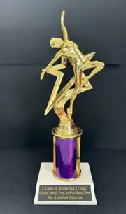 Modern Dance Star Trophy With 3” Post. (Please See All Photos)