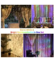Curtain String Lights Outdoor Indoor Decorations, 300 Led 9.8 Feet, Remote, Time