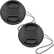 eMagTech 2Pcs Lens Cap Cover Replacement with Nylon Ropes Front Lens Cap Cover with Keeper Front Camera Lens Protection Cover Black 77mm