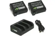 Wasabi Power Batteries for GoPro HERO4 (2-Pack and Triple USB Charger)