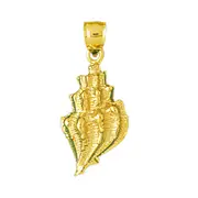 14K Gold Conch Shell Gastropod Marine Mollusk Pendant