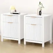 ALFORDSON 2x Bedside Table Storage 2 Drawers Cabinet White