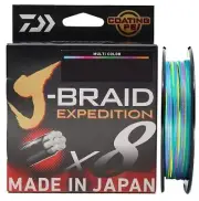 Daiwa J Braid Expedition x8 Braid Fishing Line 150m/300m, Multi & Orange Colour