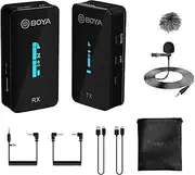 BOYA BY-XM6-S1 2.4Ghz Rechargeable Wireless Lavalier Microphone System Compatible with DSLR Cameras,Camcorders,Phone,Tablets for Live YouTube, Tiktok, Vlogging