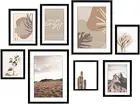 8-Pack Black Gallery Wall Frame Set with Neutral Decorative Prints, Picture Fram