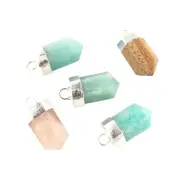 Dainty Natural Amazonite Silver Plated DIY Single Bail Connector Lot of 5 Pcs