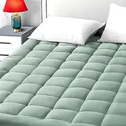 EASELAND Twin XL Mattress Pad Pillow Top Mattress Cover Quilted Fitted Mattress Protector Extra Long 8-21" Deep Pocket Cooling Mattress Topper (39x80 Inches, Pale Aqua)