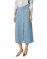 Maje Sequin Tweed Midi Skirt