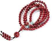 [DELICK] Prayer Beads Bracelet,Bead Bracelet,Prayer Beads,6Mm Cinnabar Wrapped Bracelet 108 Buddha Beads Rosary Raw Ore Purple Gold Cinnabar Bracelet Good Luck Jewelry