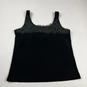 Chicos Travelers Shelf Bra Cami Tank Top Black Beaded Sleeveless 2 LARGE NEW